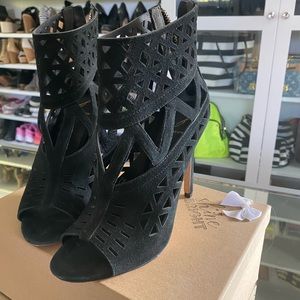 Black cage cut out booties